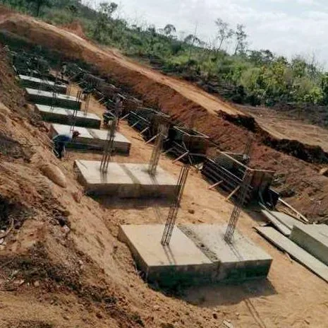 Travaux de fondation d'une pile de pont